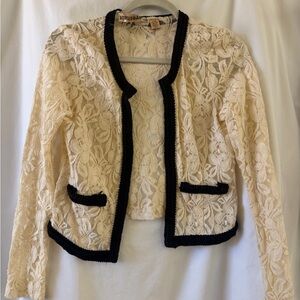 Elegant Lace Women's Jacket - Cream and Black